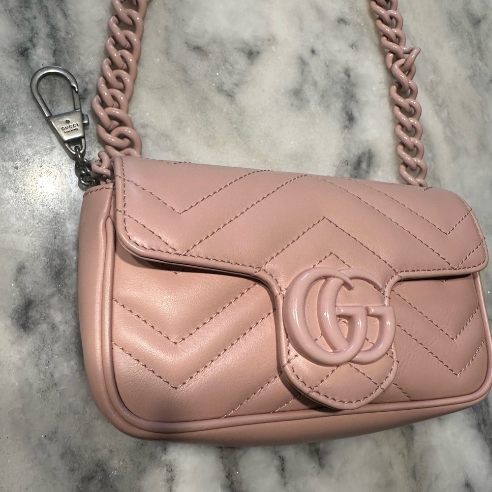 Gucci Pink Chevron Quilted Leather Crossbody Bag - Picture 3 of 11